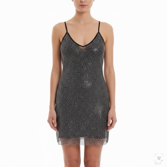 Hot & Delicious Women’s Black Sheer Mesh Dress Stretchy Design Size L - New - Picture 10 of 10